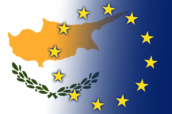 Vlag van Cyprus en de Europese Unie. Close-up. — Stockfoto