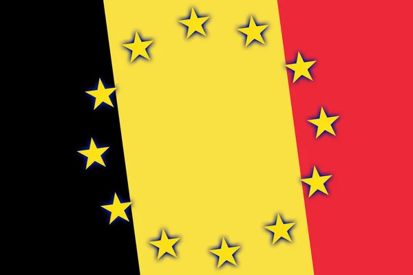 Belgien und die Flagge der Europäischen Union. Nahaufnahme. — Stockfoto