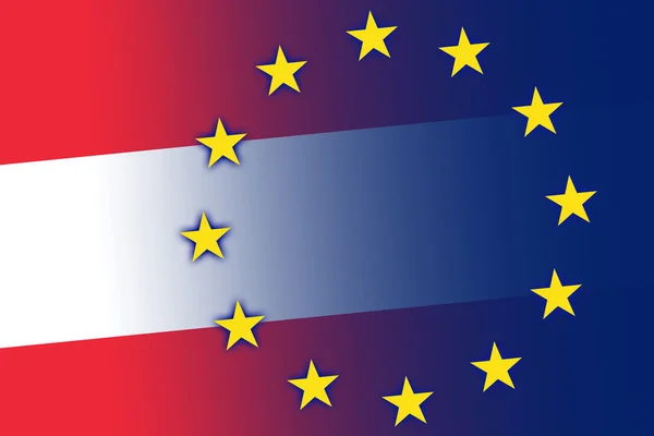 Austria y la bandera de la Unión Europea. De cerca. . — Foto de Stock