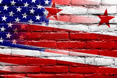 ABD ve Washington Dc bayrak tuğla duvara boyalı