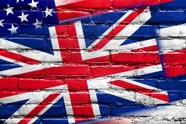 USA and Hawaii State Flag painted on brick wall — Stock Photo, Image