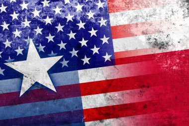 USA and Texas State Flag with a vintage and old look clipart