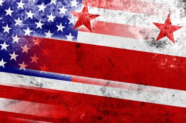 USA and Washington DC Flag with a vintage and old look clipart