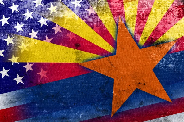 USA- und Arizona-Flagge im Vintage-Look — Stockfoto