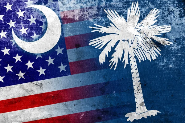 USA and South Carolina State Flag with a vintage and old look — Stock Photo, Image