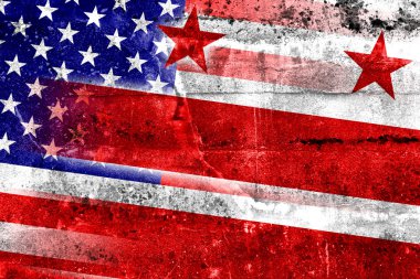 ABD ve Washington Dc bayrak grunge duvara boyalı