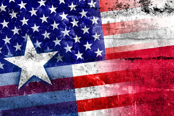 USA och Texas State flagga målade på grunge vägg — Stockfoto