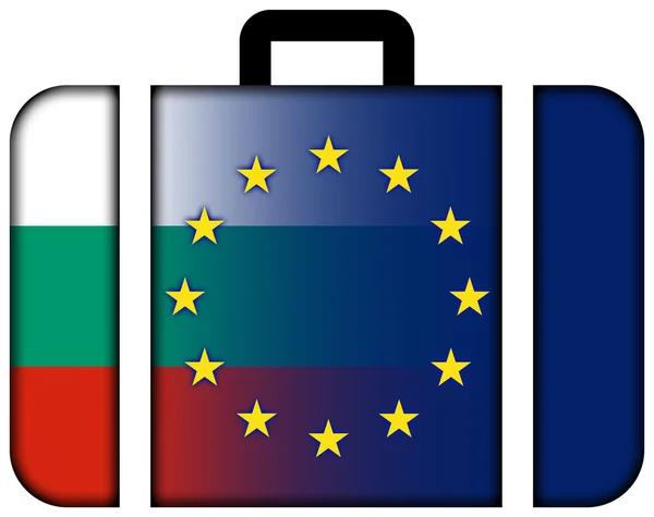 ブルガリアの欧州連合の旗とスーツケース — ストック写真
