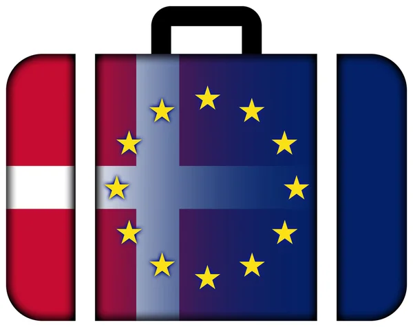 デンマークと欧州連合の旗のスーツケース — ストック写真