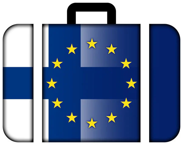 Valise avec drapeau de la Finlande et de l'Union européenne — Photo