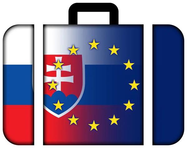 Valigia con bandiera slovacca e dell'Unione europea — Foto Stock