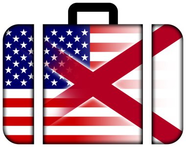 ABD ve Alabama Eyalet bayrağı ile bavul