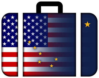 ABD ve Alaska Devlet bayrağı ile bavul