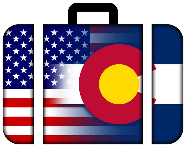 与美国和科罗拉多州州旗的手提箱 — 图库照片
