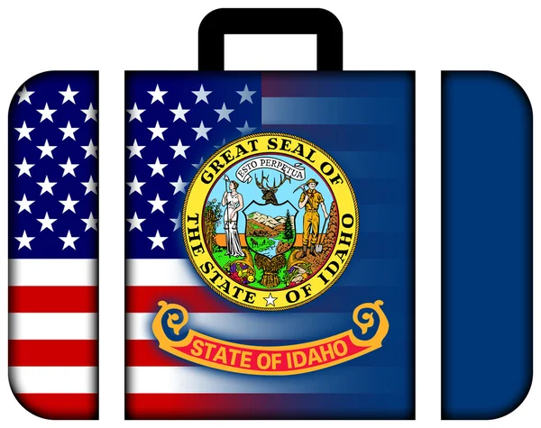 Koffer mit usa und idaho state flag — Stockfoto