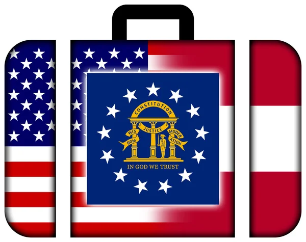 Koffer met VS en Georgië vlag — Stockfoto