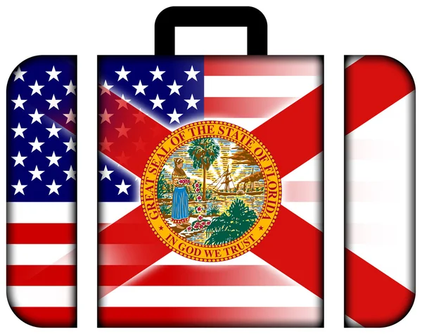 Valigia con bandiera di stato USA e Florida — Foto Stock