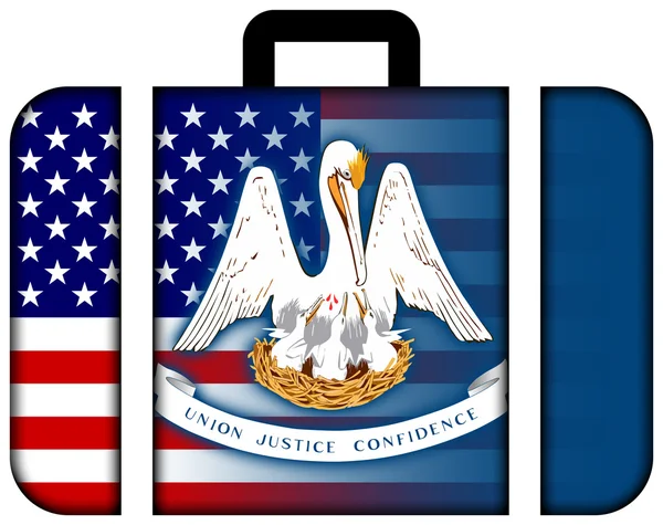 与美国和路易斯安那州州旗的手提箱 — 图库照片