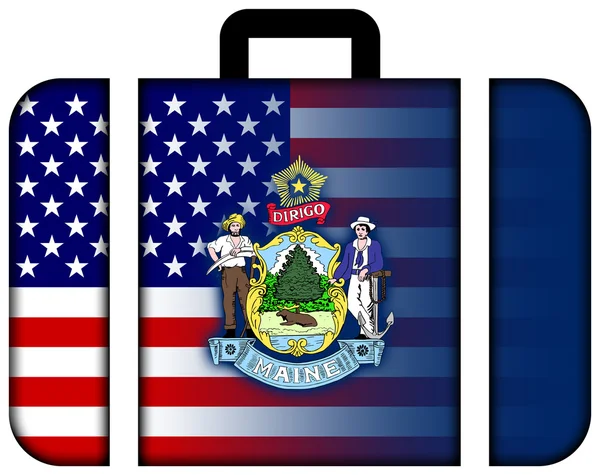 Mala com bandeira dos EUA e Maine State — Fotografia de Stock