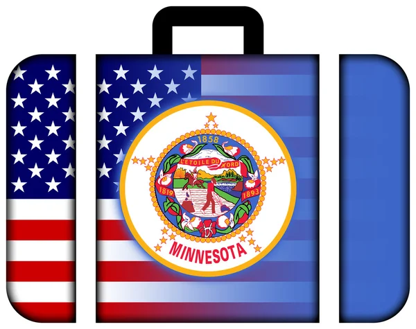 Koffer mit usa und minnesota state flag — Stockfoto