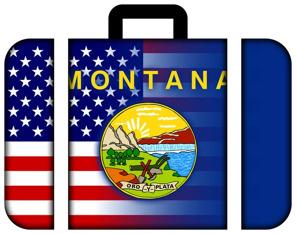 Koffer mit usa und montana state flag — Stockfoto