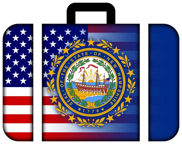 Suitcase with USA and New Hampshire State Flag — Stock Photo, Image