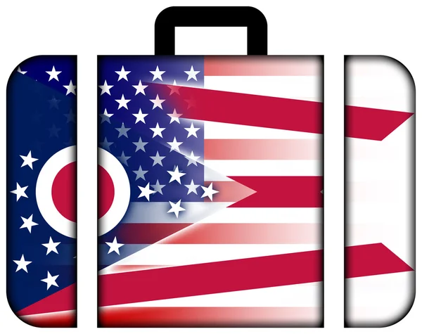Koffer mit usa und ohio-staatsflagge — Stockfoto