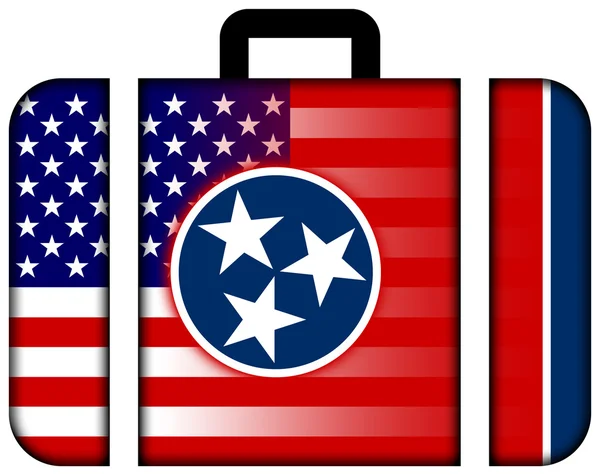 Koffer mit USA und Tenessee-Landesflagge — Stockfoto