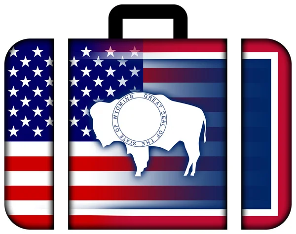 Maleta con bandera de Estados Unidos y Wyoming —  Fotos de Stock