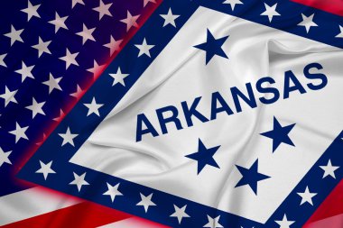 Dalgalanan ABD ve Arkansas Eyalet bayrağı