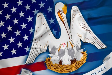 Dalgalanan ABD ve Louisiana Devlet bayrağı