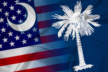 Dalgalanan ABD ve Güney Carolina Devlet bayrağı