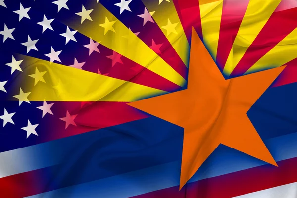 Ondeando la bandera de Estados Unidos y Arizona —  Fotos de Stock