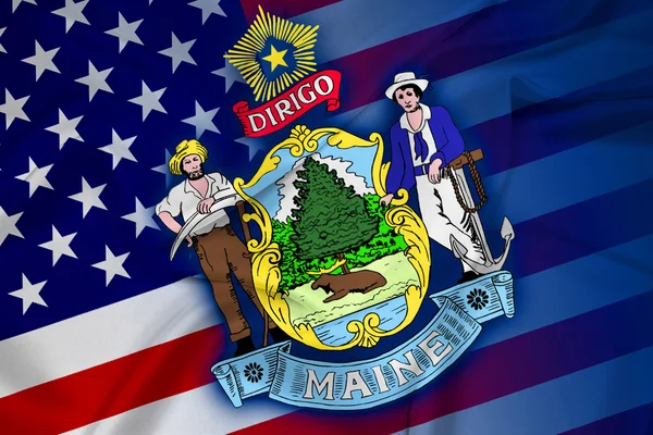 Acenando EUA e Maine State Flag — Fotografia de Stock