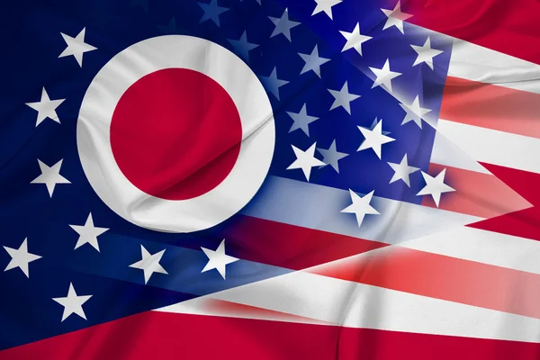 Mává Usa a Ohio státu vlajky — Stock fotografie