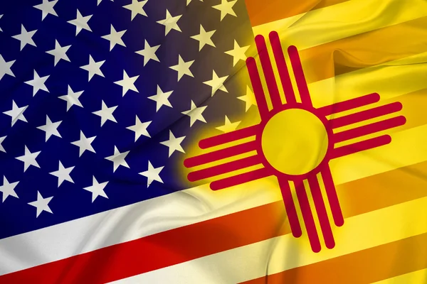 Waving USA and New Mexico State Flag — Stock Photo, Image