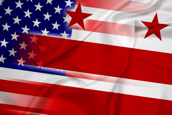 Wuivende VS en Washington Dc vlag — Stockfoto