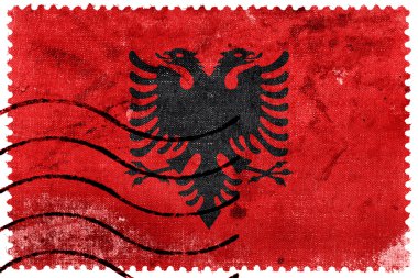 Arnavutluk bayrağı - eski posta pulu