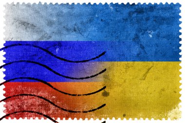 Ukrayna ve Rusya bayrağı - eski posta pulu