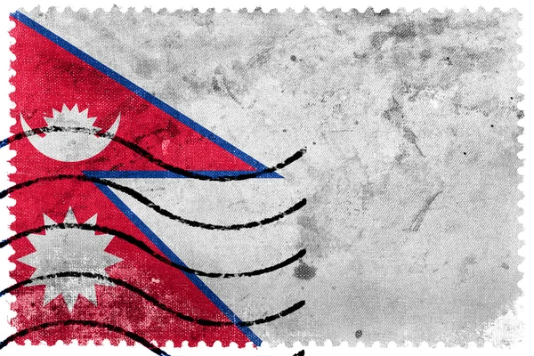 Bandeira do Nepal - antigo selo postal — Fotografia de Stock