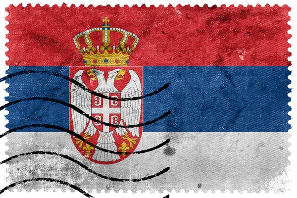 Bandeira da Sérvia - antigo selo postal — Fotografia de Stock