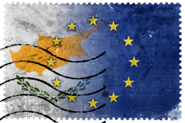Cyprus and European Union Flag - old postage stamp — Stock Photo, Image