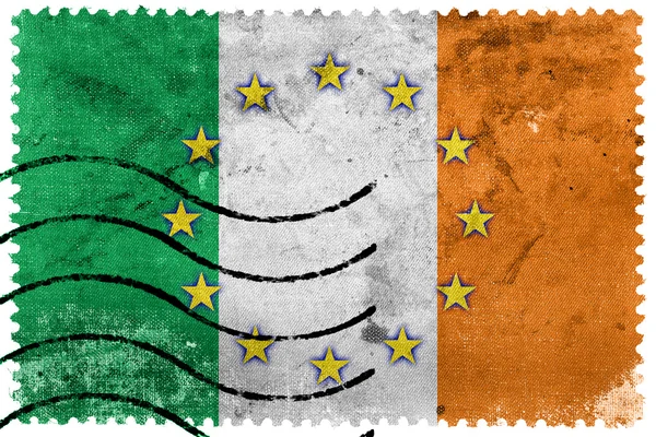 Ireland and European Union Flag - old postage stamp — Stock Photo, Image