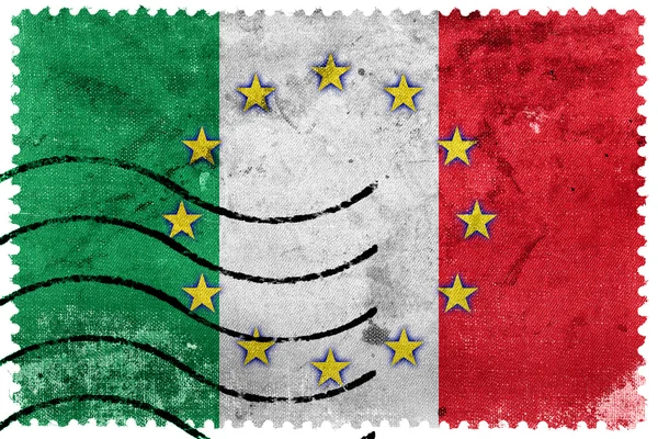 Italia e Unione Europea Bandiera - vecchio francobollo — Foto Stock