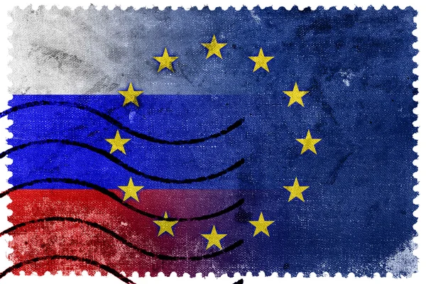 Rússia União Europeia Bandeira Antigo Selo Postal — Fotografia de Stock