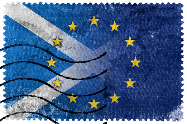 Scotland and European Union Flag - old postage stamp — Stock Photo, Image