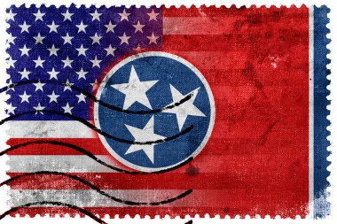 ABD ve Tennessee Devlet bayrağı - eski posta pulu