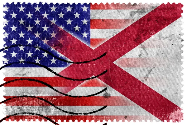 VS en Alabama vlag - oude postzegel — Stockfoto