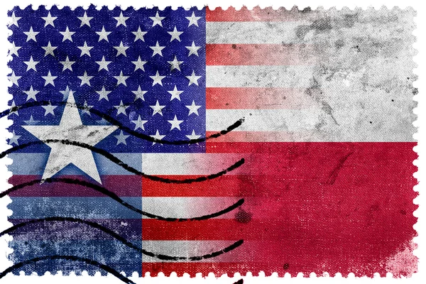 ABD ve Texas devlet bayrağı - eski posta pulu — Stok fotoğraf