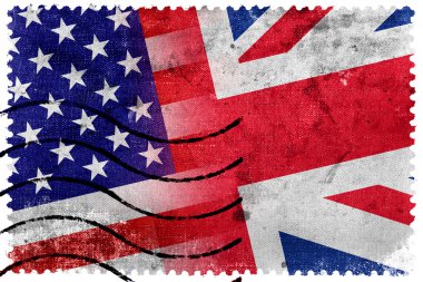 ABD ve İngiltere'de bayrak - eski posta pulu